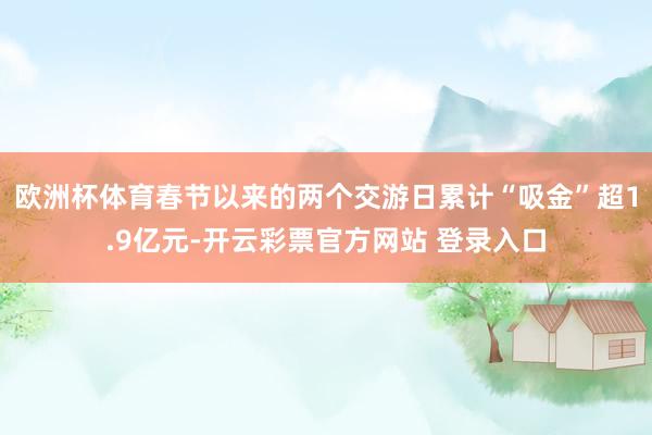 欧洲杯体育春节以来的两个交游日累计“吸金”超1.9亿元-开云彩票官方网站 登录入口