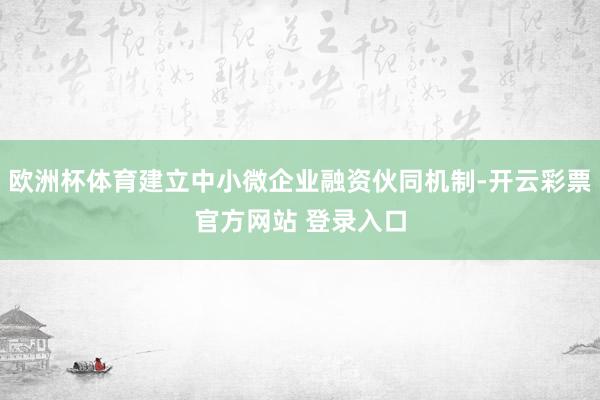 欧洲杯体育建立中小微企业融资伙同机制-开云彩票官方网站 登录入口