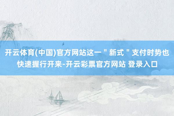 开云体育(中国)官方网站这一＂新式＂支付时势也快速握行开来-开云彩票官方网站 登录入口