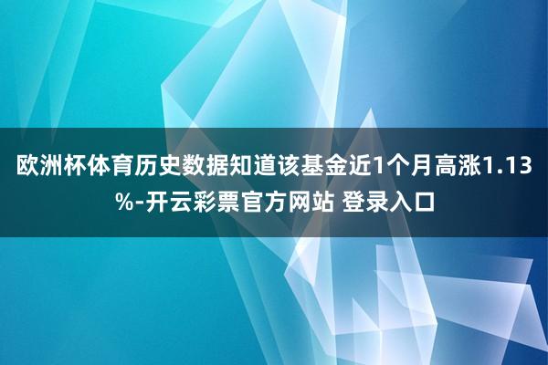 欧洲杯体育历史数据知道该基金近1个月高涨1.13%-开云彩票官方网站 登录入口