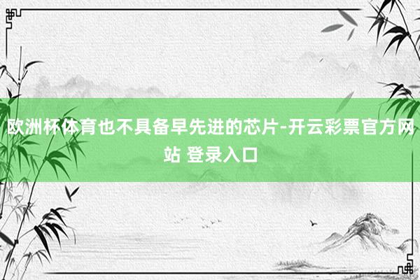 欧洲杯体育也不具备早先进的芯片-开云彩票官方网站 登录入口